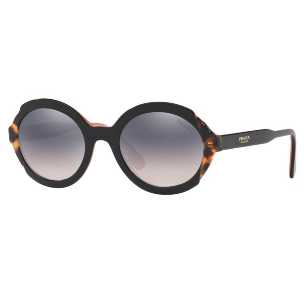 PRADA Round Mirrored Mixed Acetate Sunglasses